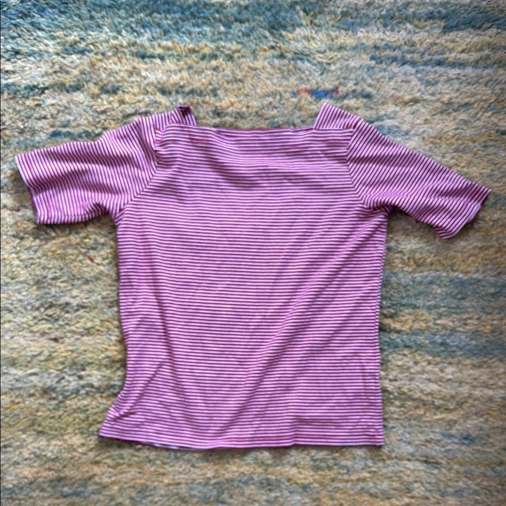 L.L. Bean red/white stripe boatneck shirt